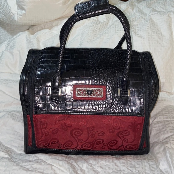 Vintage BRIGHTON Large Cosmetic travel Case croc embossed - Picture 2 of 15